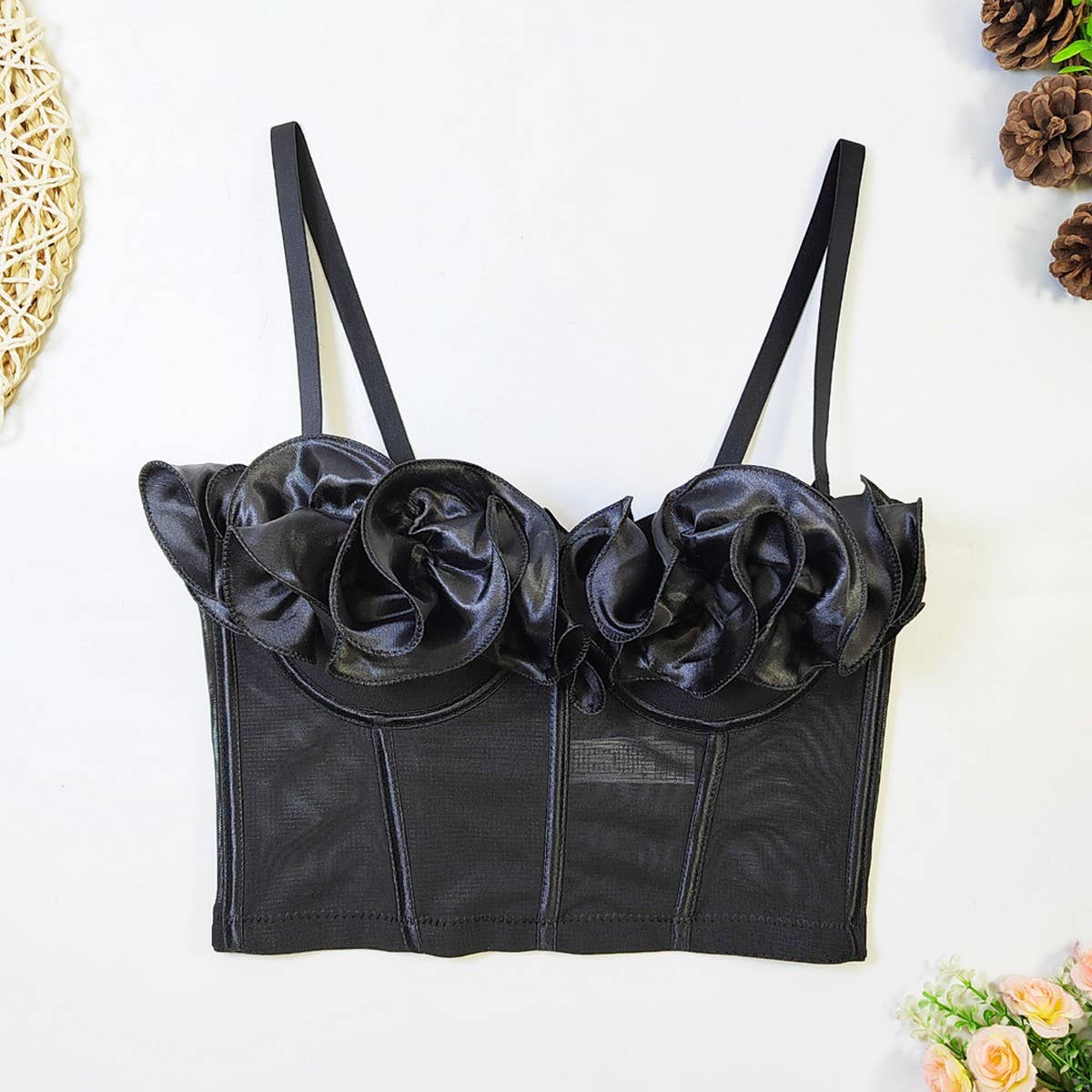 TEMPERAMENT ELASTIC MESH DESIGN HERRINGBONE BRA