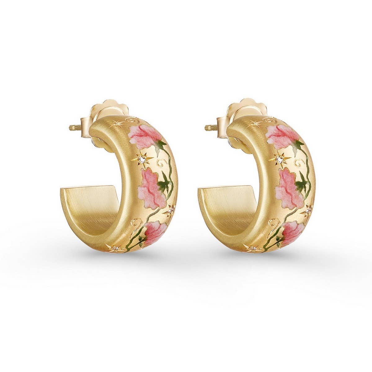 Stainless Steel Painted Flower Earrings_CWMM5726
