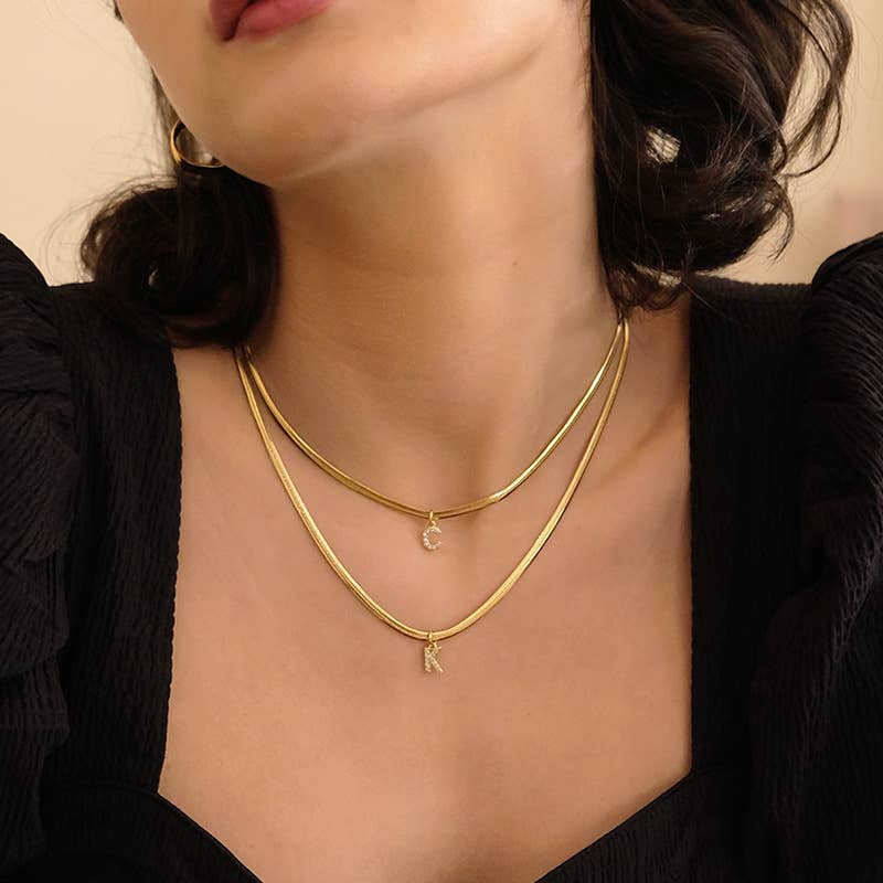 Titanium steel snake bone lock zircon pendant