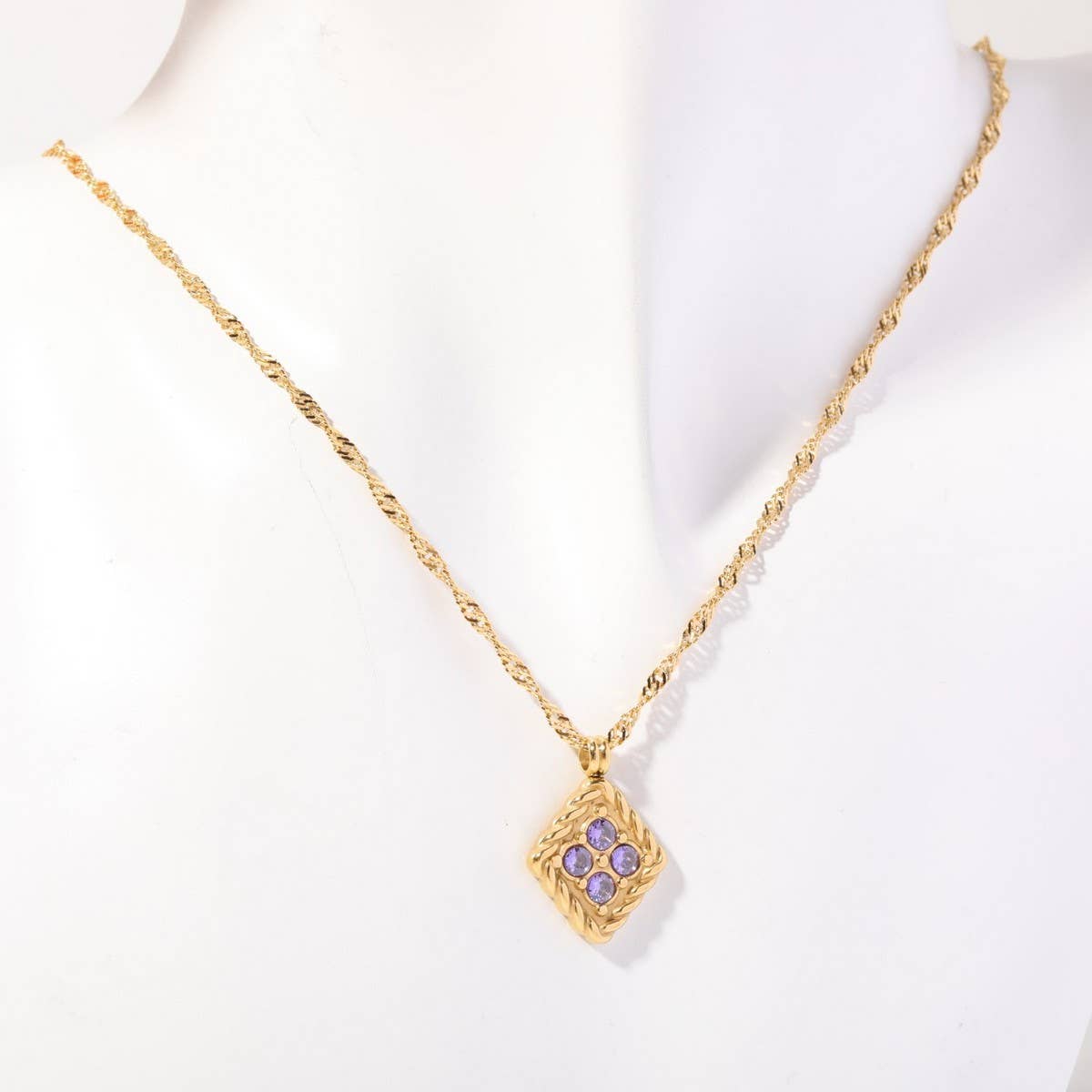 STAINLESS STEEL DECEMBER BIRTHSTONE NECKLACE_CWMM3920