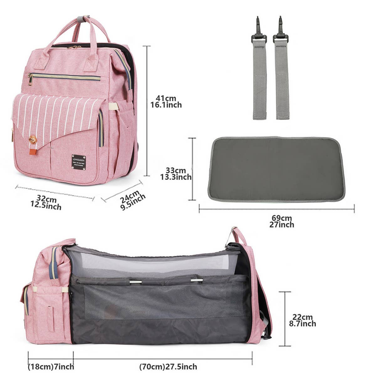 SIMPLE FOLDING BED MOTHER AND BABY BAG_CWAB2241
