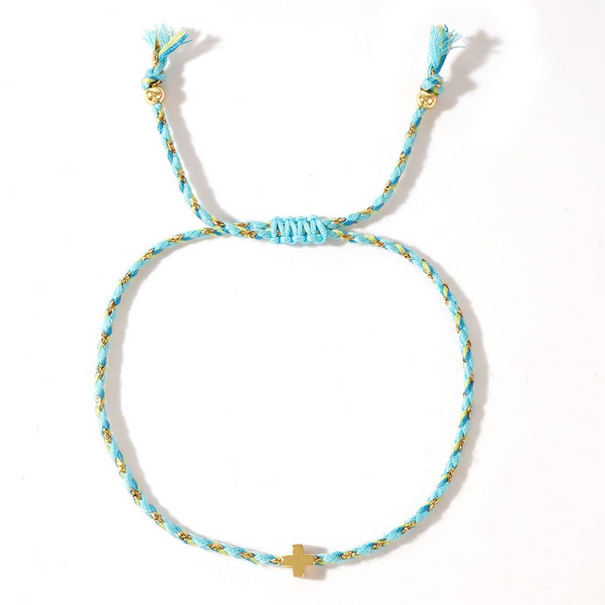 DIY HANDMADE FOUR-COLOR COTTON CROSS BRACELET