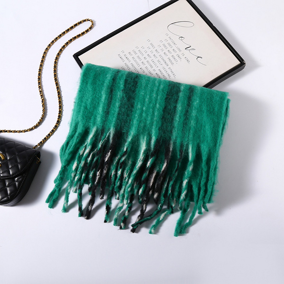 Faux Cashmere Plaid Scarf ? Thick Fringed Wrap