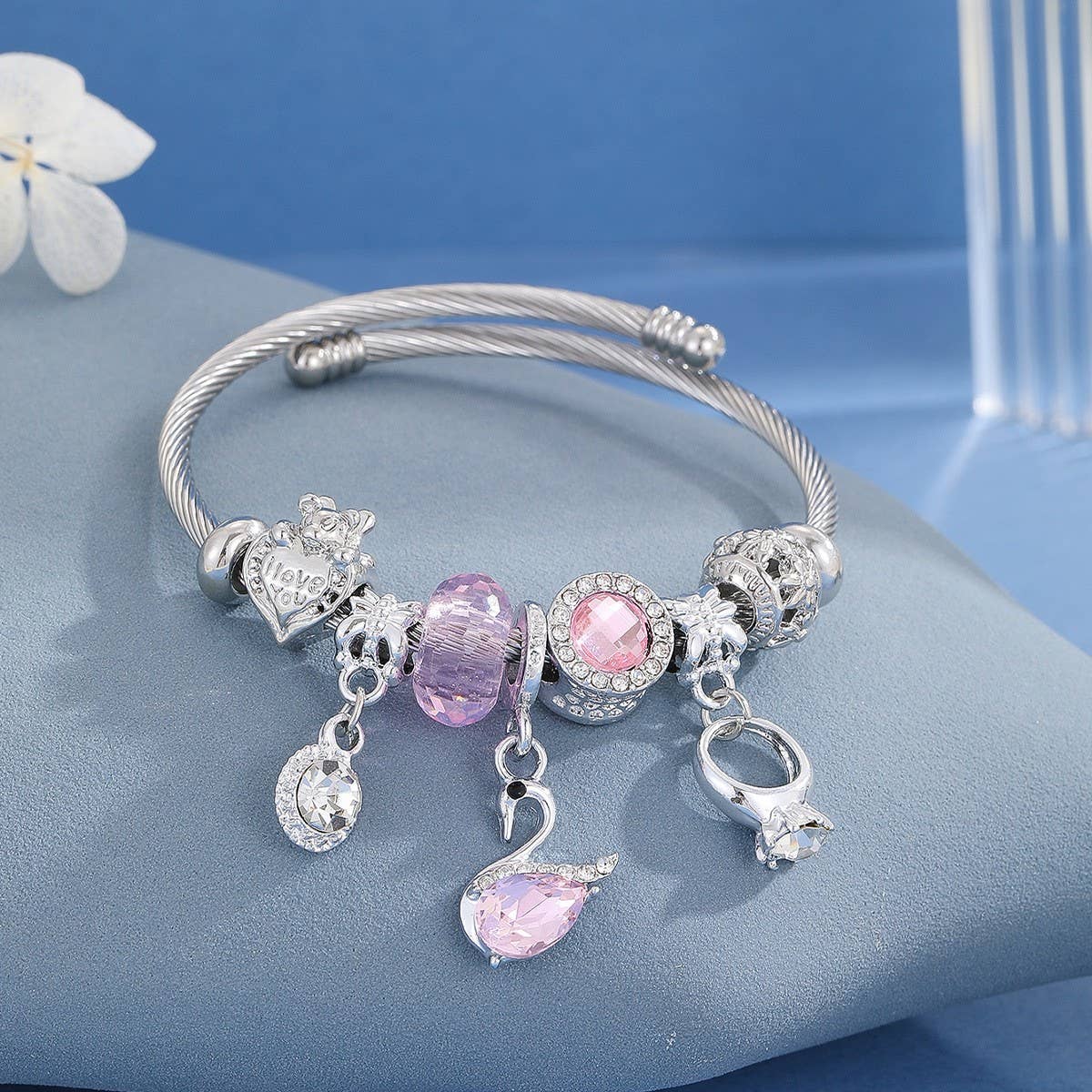 Trendy Silver Stainless Steel Adjustable Bracelet