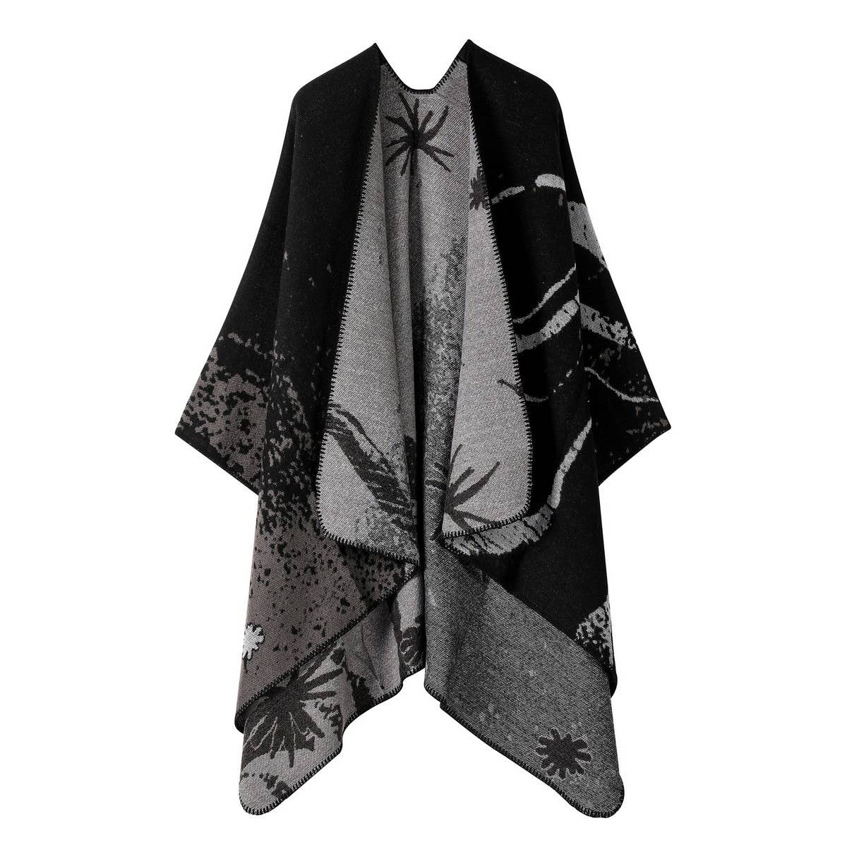 PLAIN ALL-MATCH SHAWL KNITTED CAPE SCARF_CWASC2181