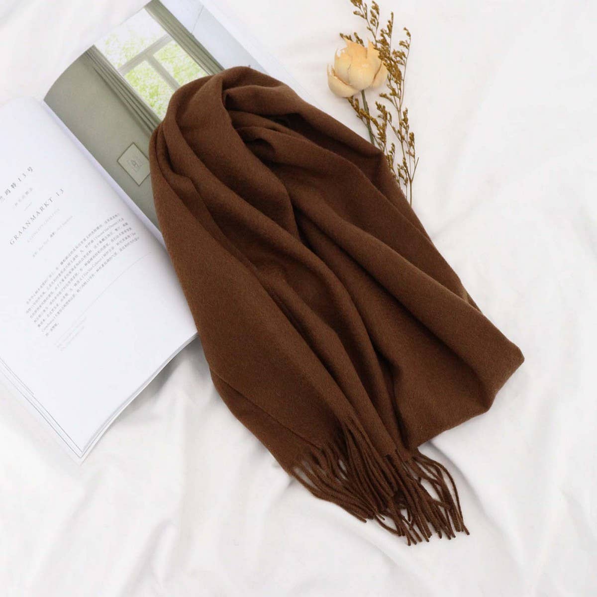 100% Wool Solid Scarf – Elegant Unisex Spring Wrap_CWASC1093