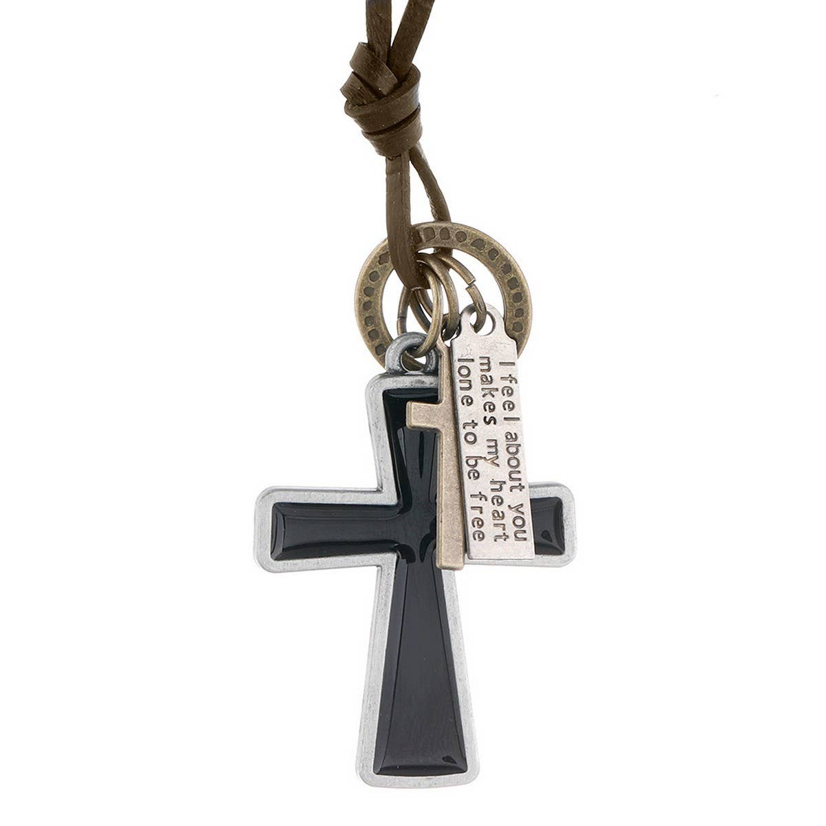 BLACK OIL DRIP PERSONALITY LONG COWHIDE NECKLACE_CWMM4594