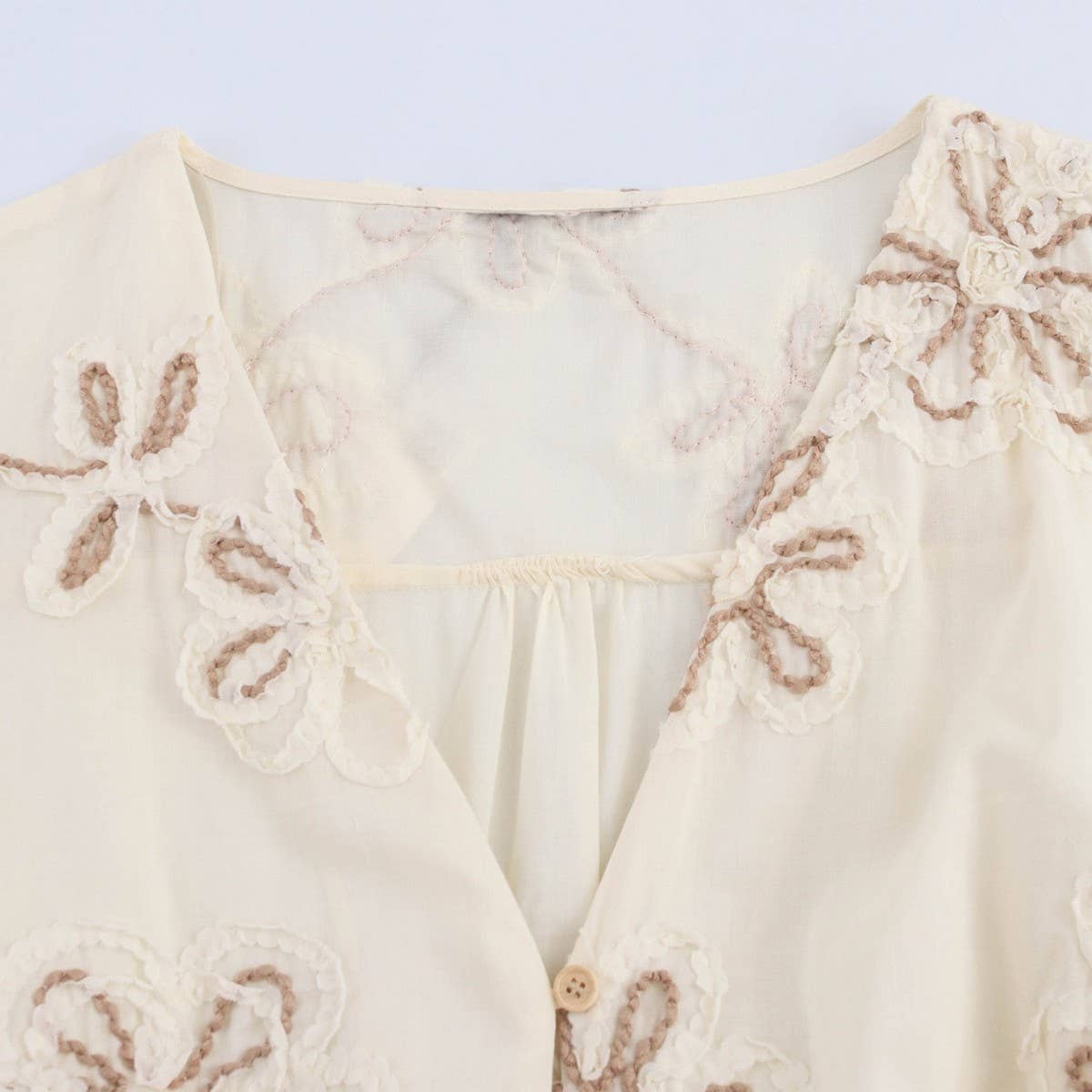 Floral Embroidery MiniDress with Drawstring Cutout