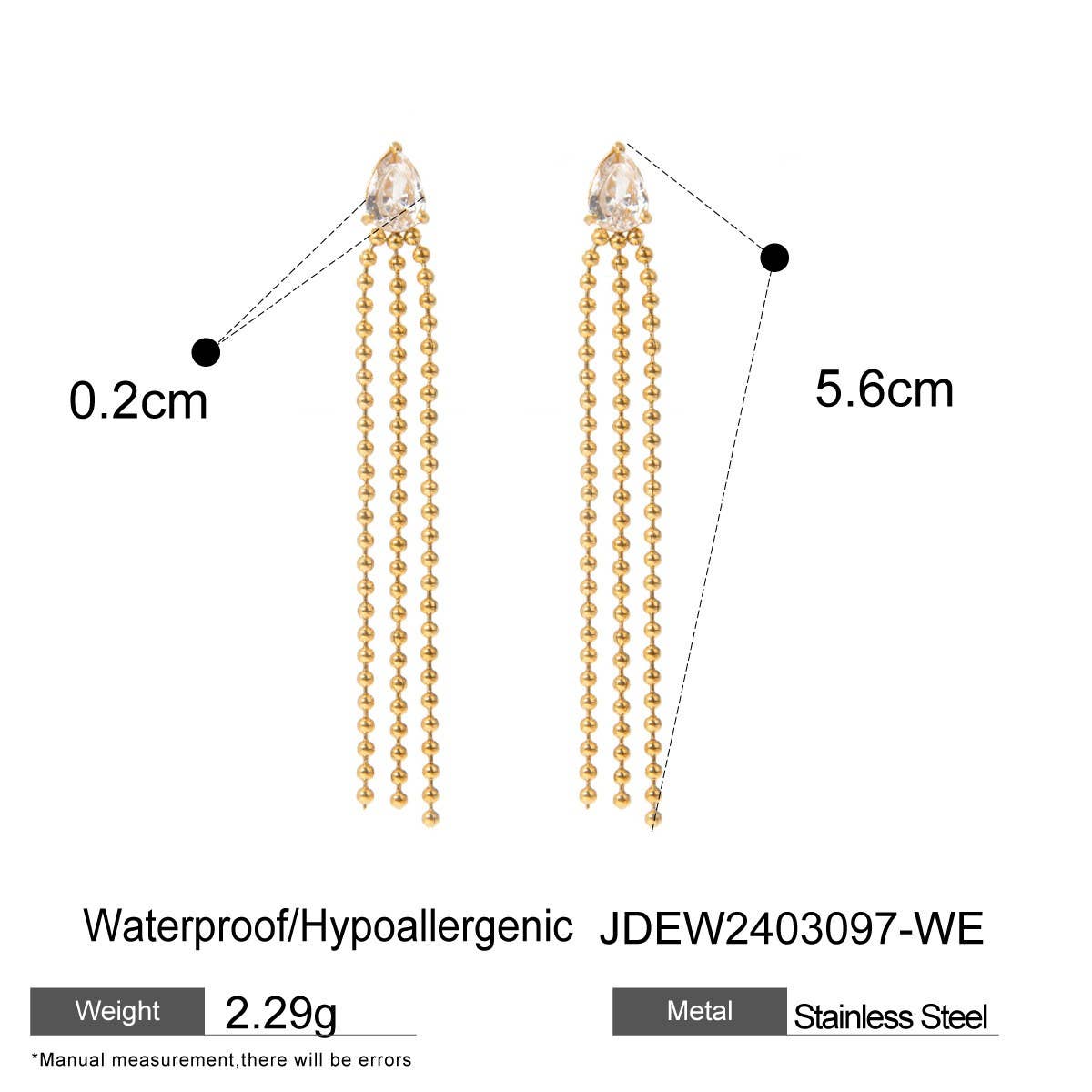 ELEGANT TEARDROP SHAPED TASSEL EARRINGS