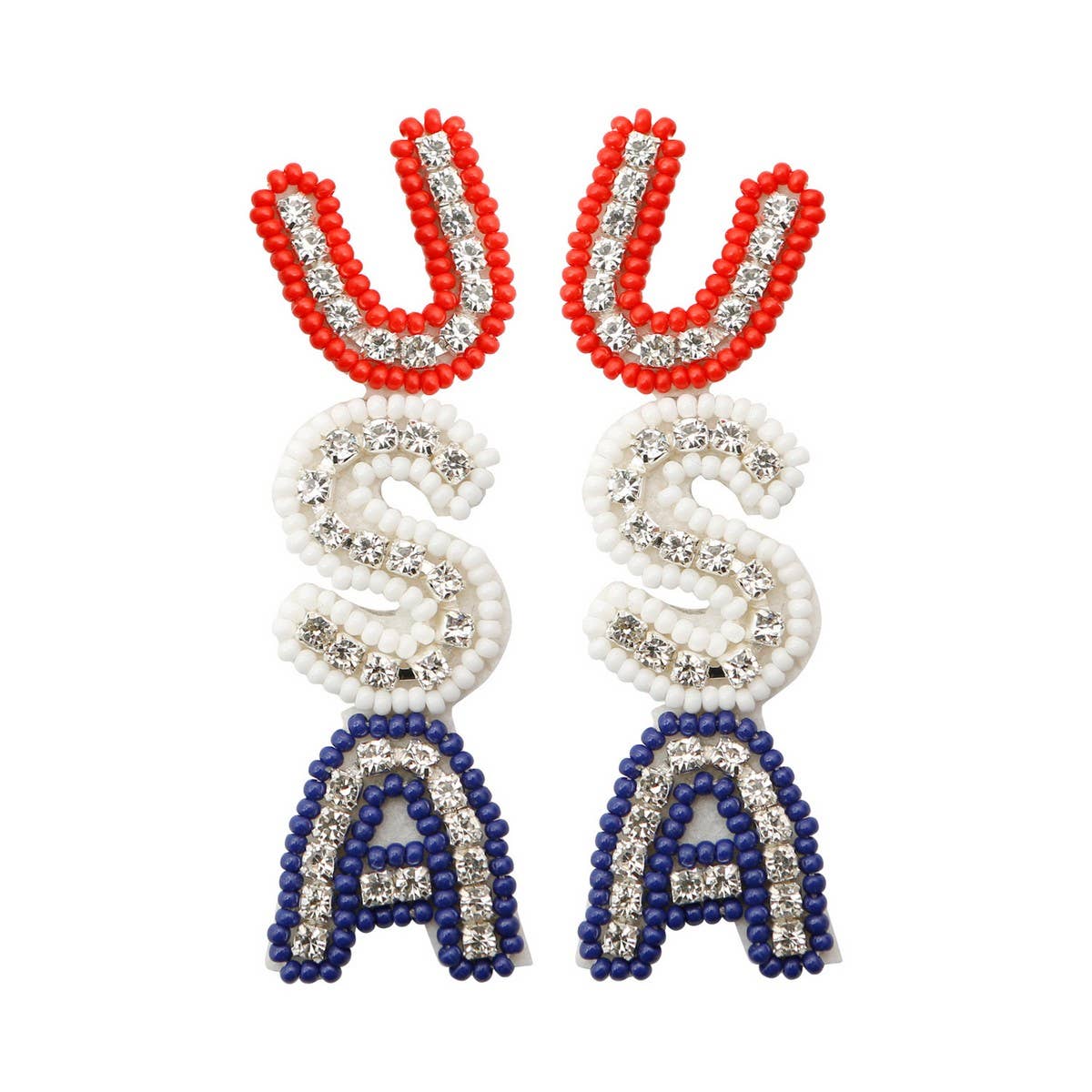 VINTAGE AMERICAN FLAG HANDWOVEN EARRINGS