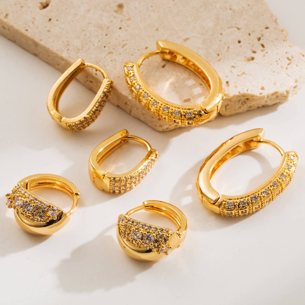 Elegant Hoop Earrings Gold-Plated Fall Style