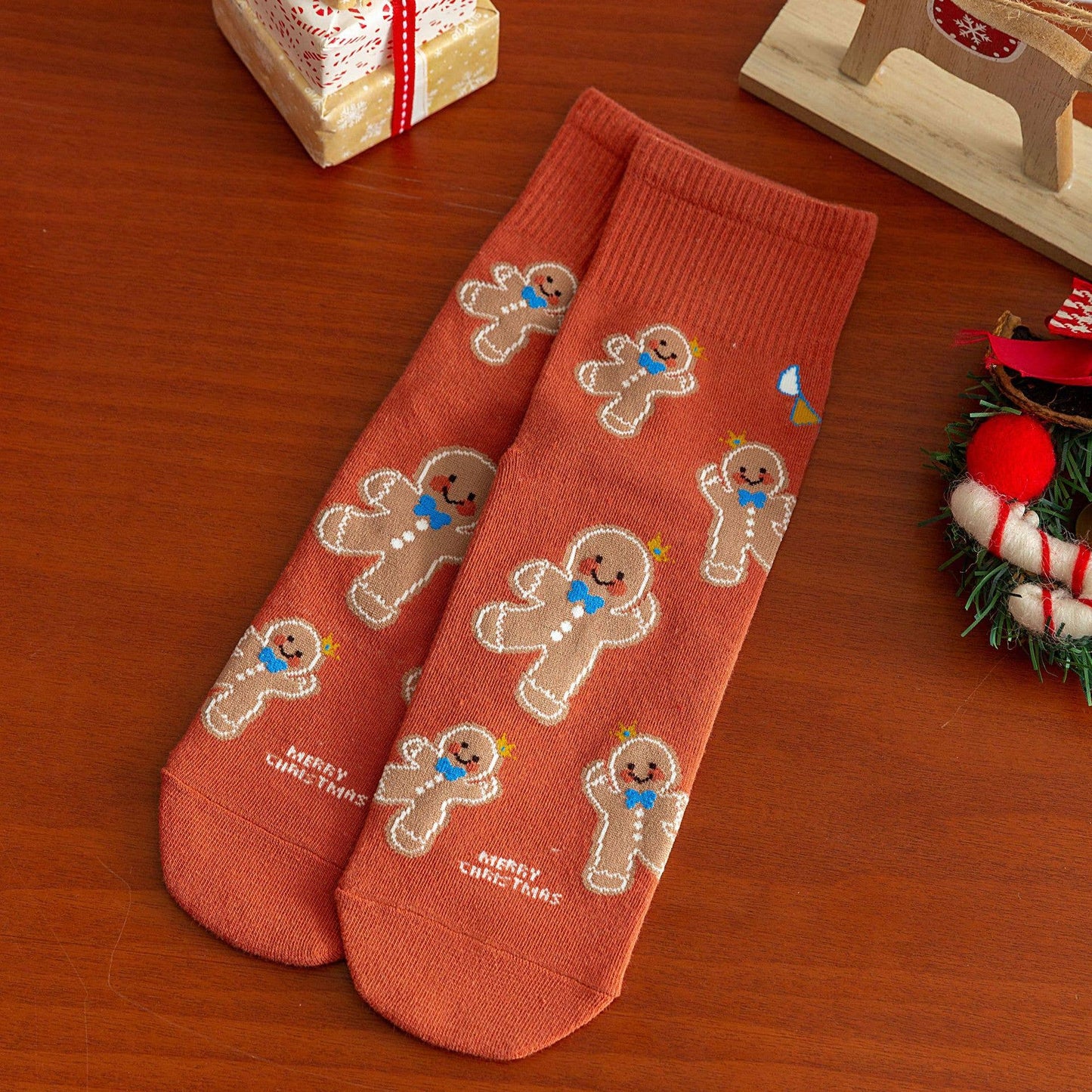 Christmas Gifts Santa Claus Elk Pattern Crew Socks