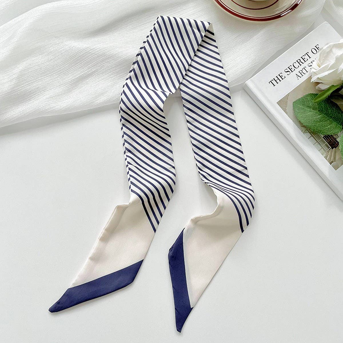 VERSATILE BLACK STRIPED SCARF HEADBAND SCARF