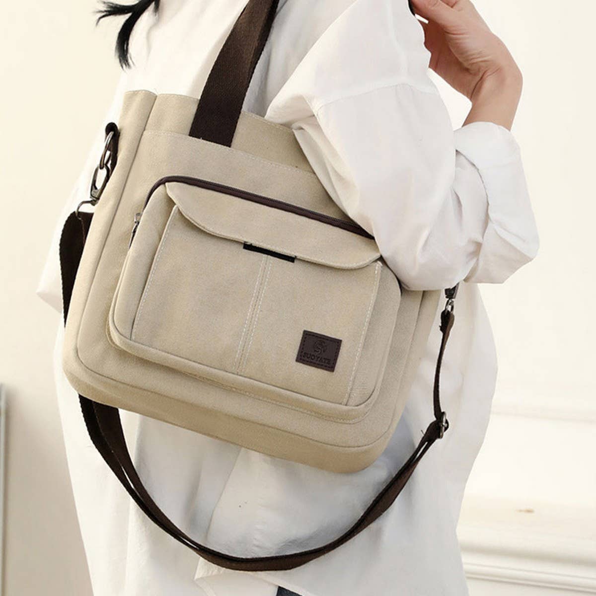RETRO CASUAL CANVAS SHOULDER MESSENGER BAG_CWAB3483