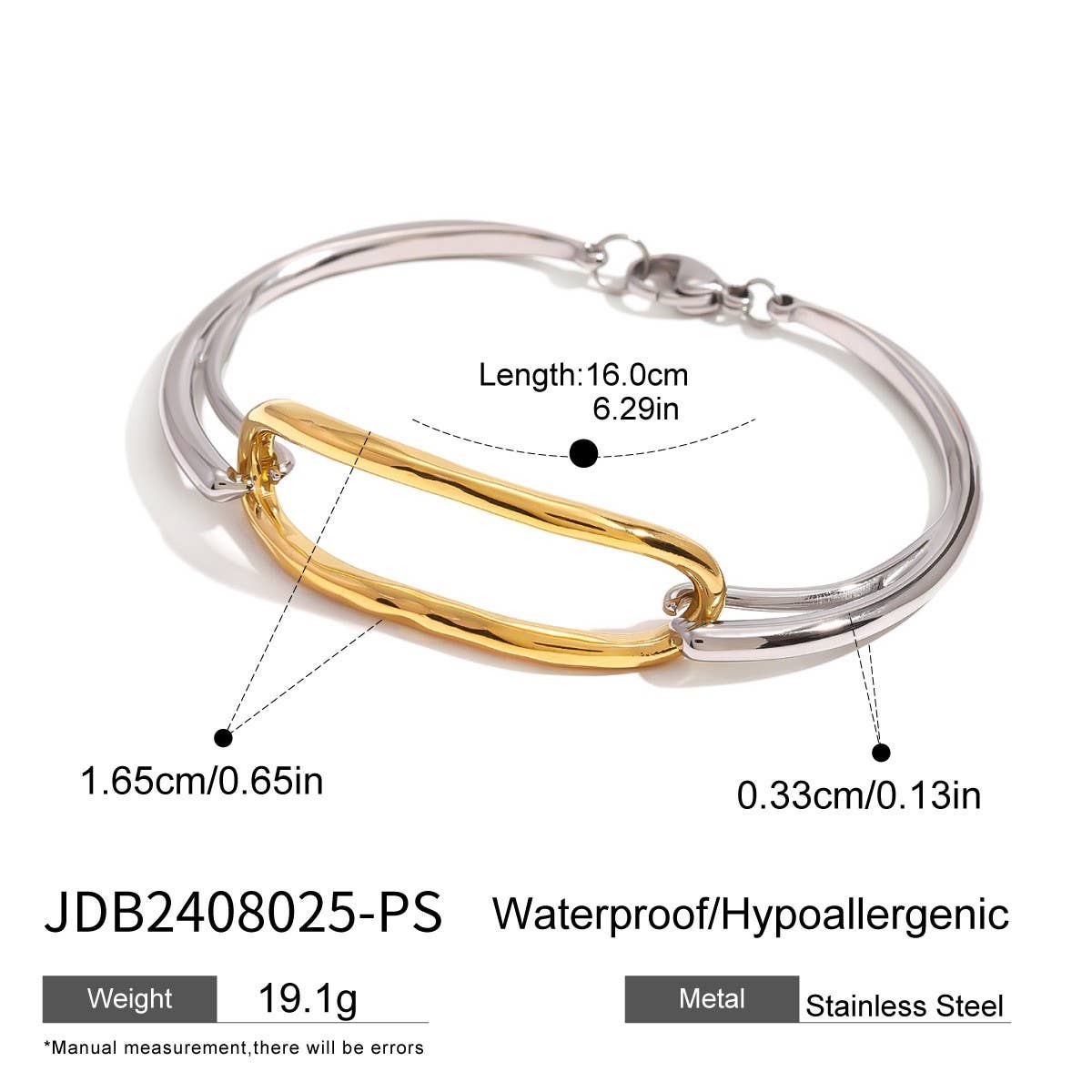 18K Gold Geometric Colorblock Cuff Bracelet_CWAJE4631