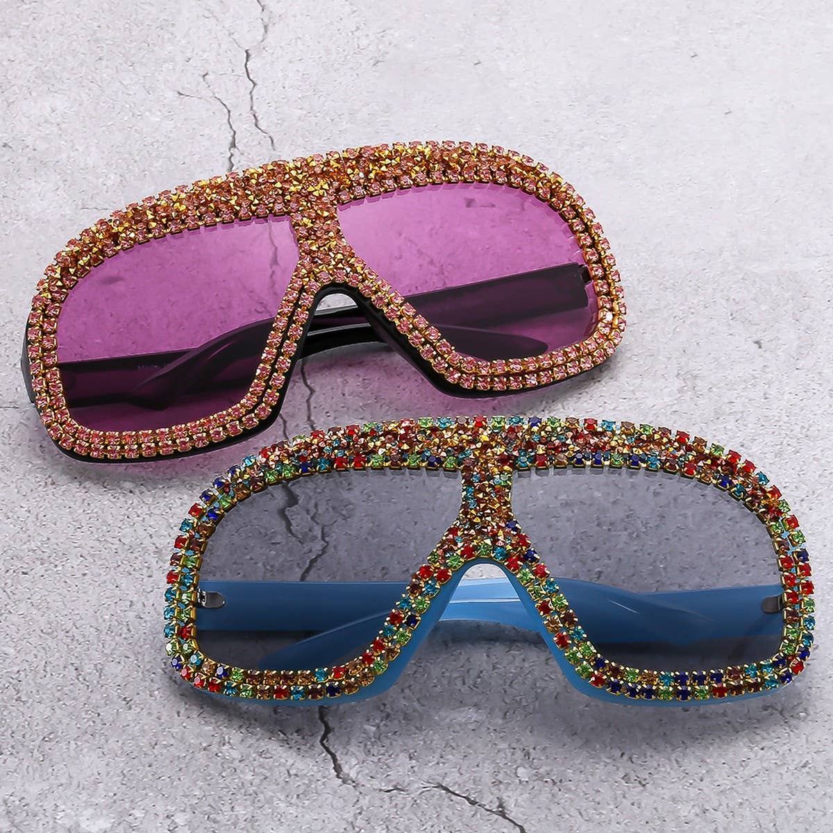 FASHIONABLE LARGE FRAME DIAMOND SUNGLASSES
