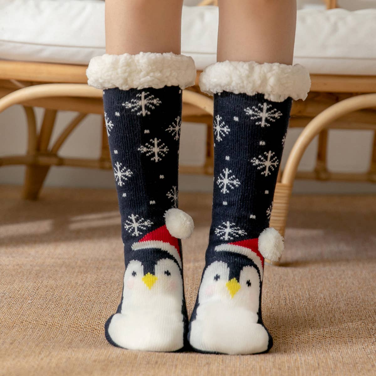 CHRISTMAS BELL FUZZY INDOOR SLIPPER SHOES