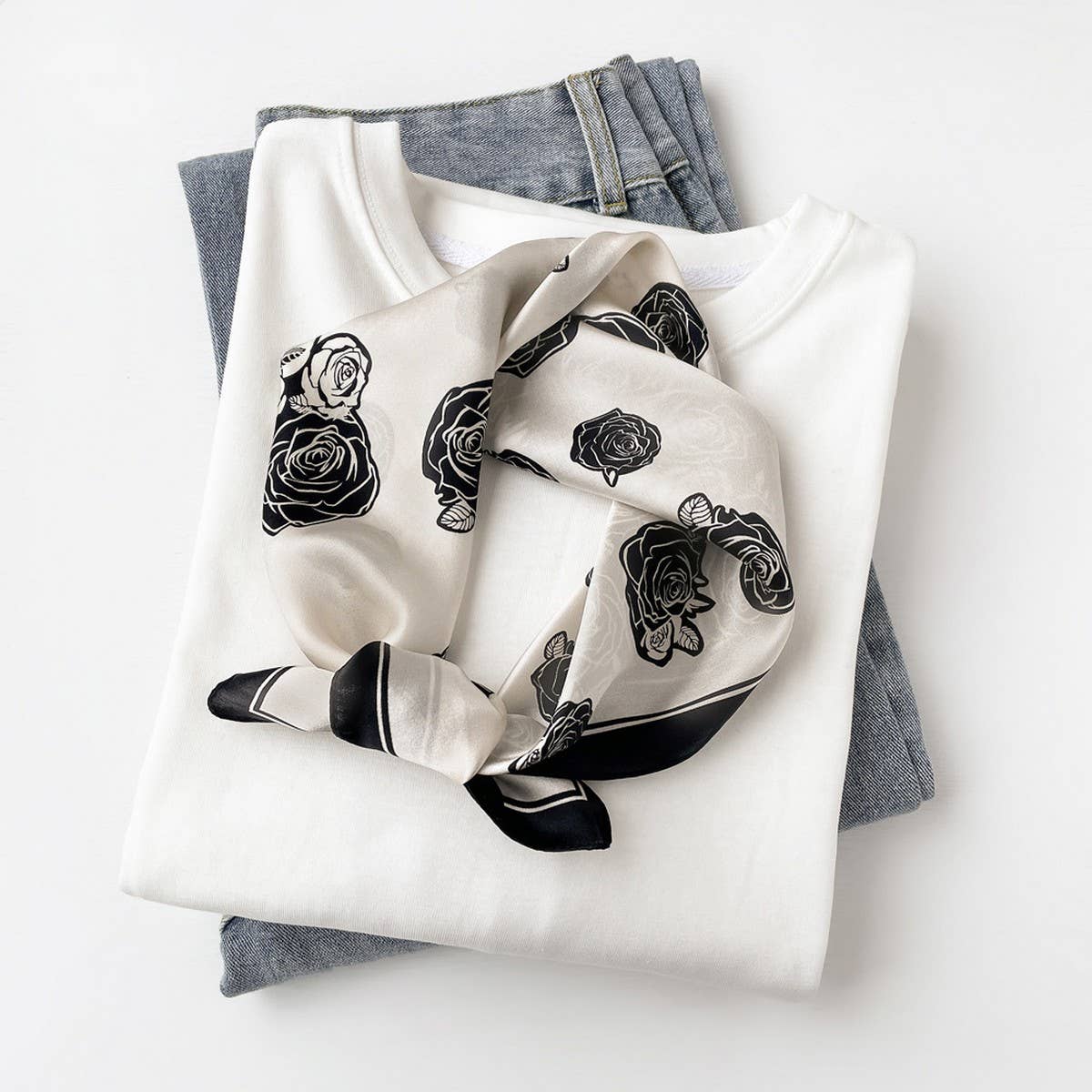 Silk Square Scarf ? Elegant Chinese Floral Print