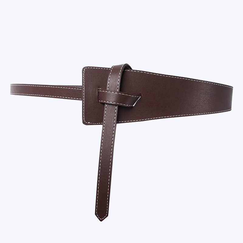 The knotted wide belt dress decorates the belt