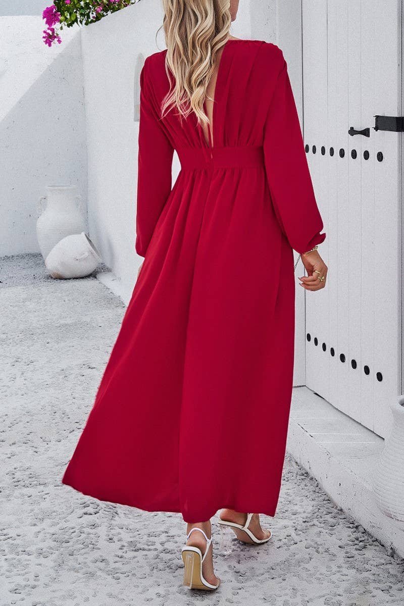 CWDMD4831_SPRING AND AUTUMN SLIM WAIST DRESS WITH SEXY SWING