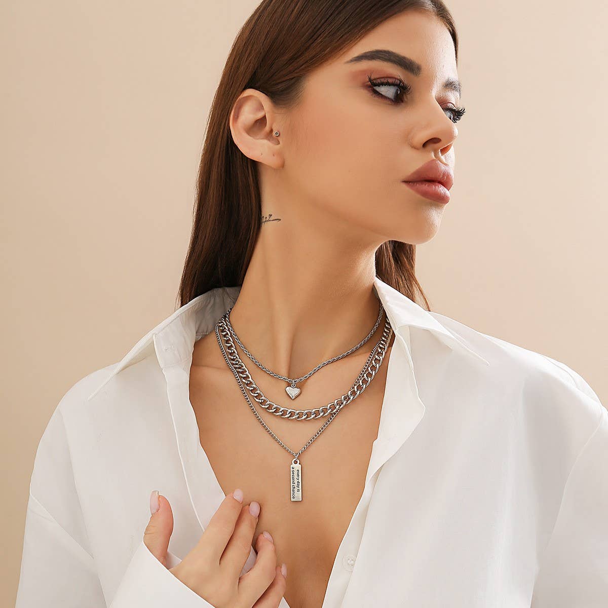 SIMPLE MULTI-LAYER CHAIN NECKLACE_CWAJE1129