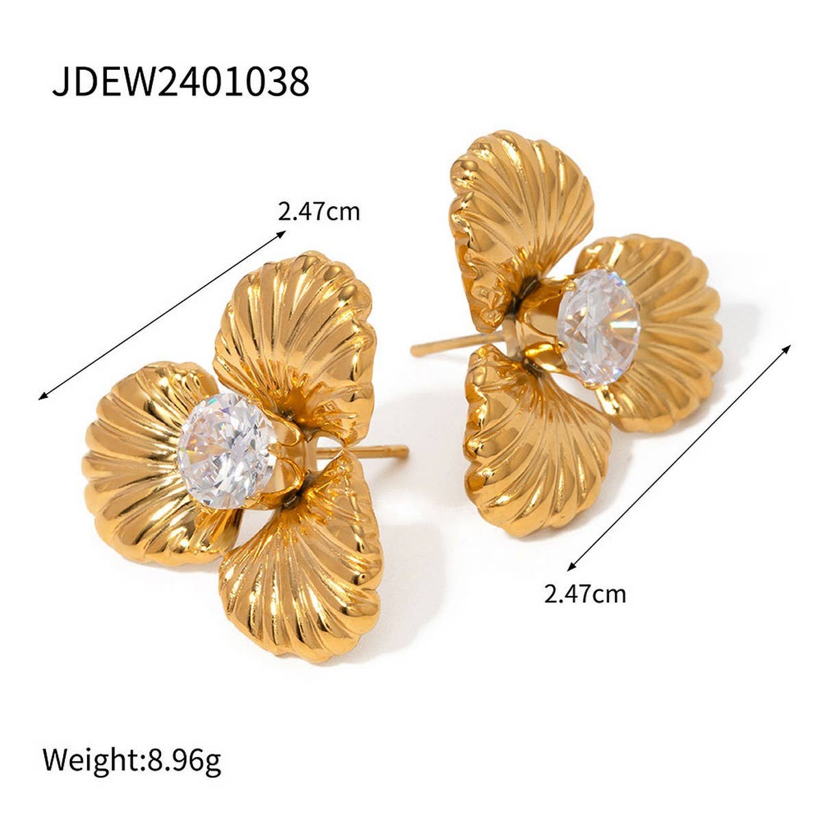 STAINLESS STEEL THREE-PETAL FLOWER EARRINGS_CWASC1680
