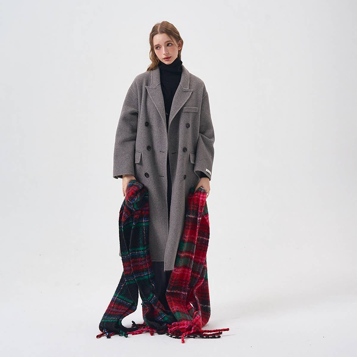 Red Plaid Scarf - Retro Warm Wrap for Couples_CWASC2331