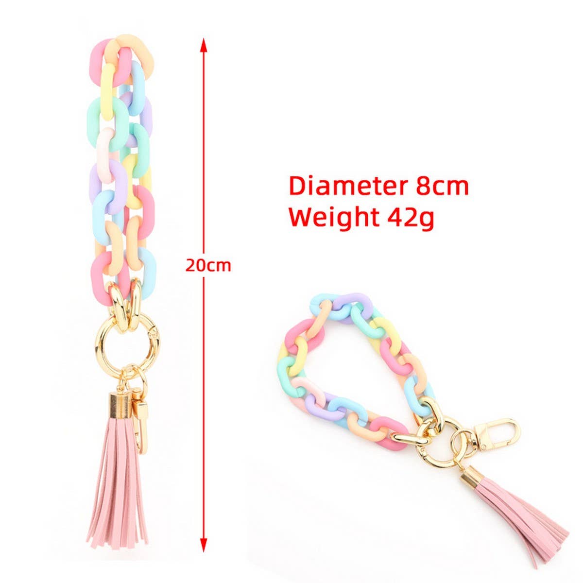 Acrylic Bracelet Keychain for Women,Colorful Beaded_CWAB5009