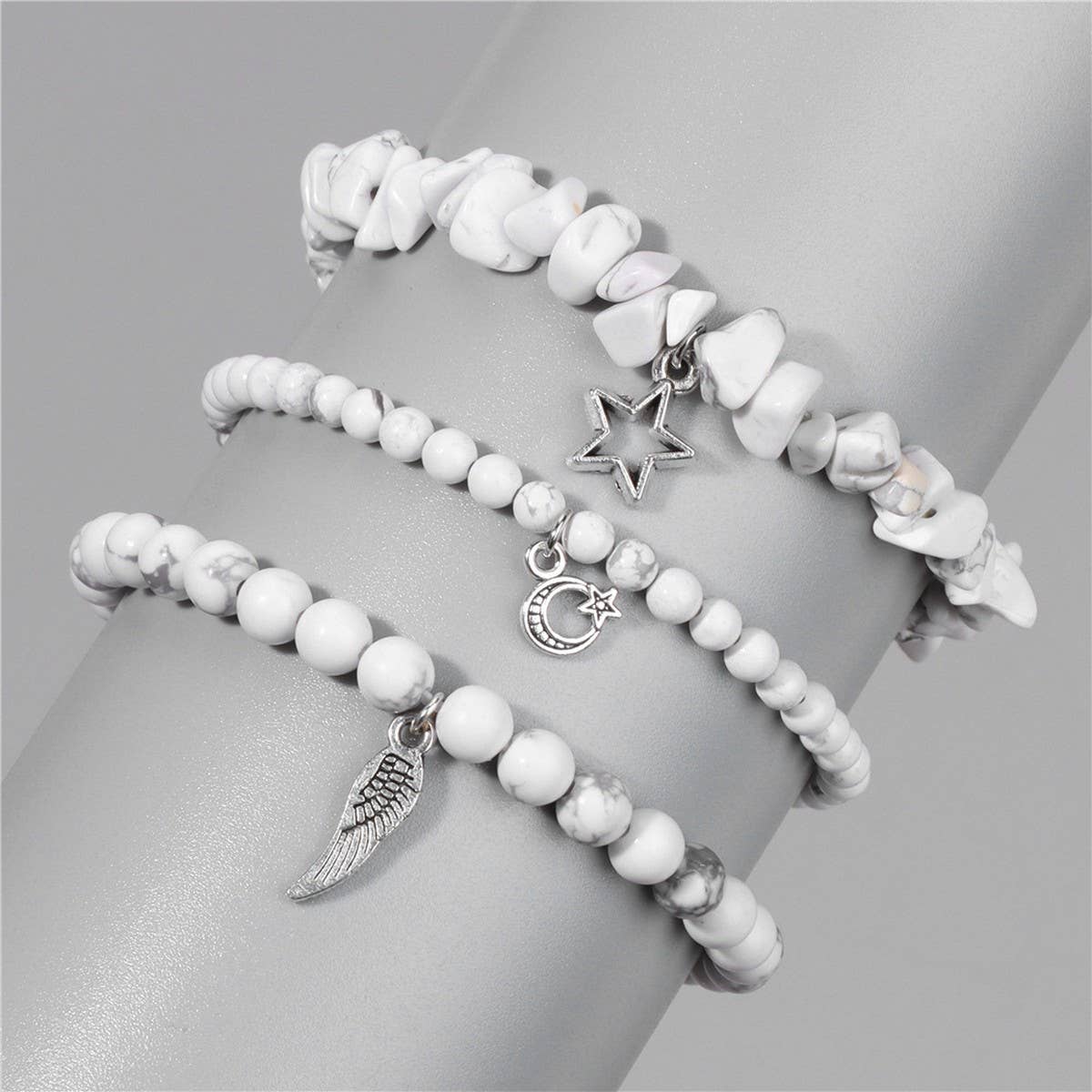CWAJE4223_NATURAL STONE SIMPLE STAR LEAF PENDANT BRACELET