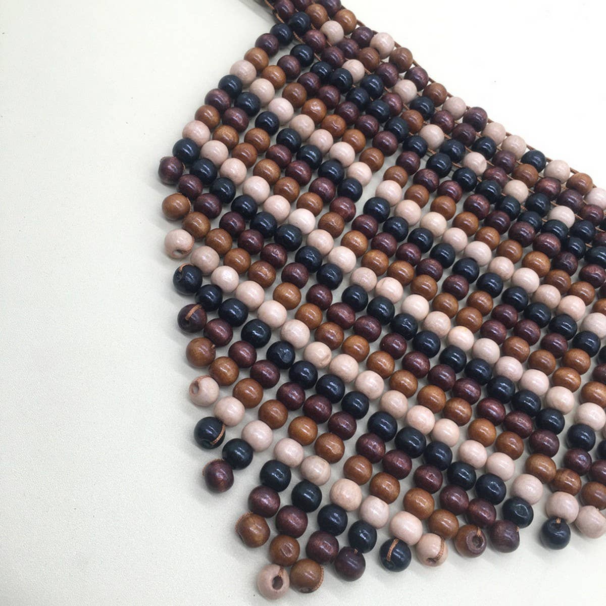 HANDMADE BEADED TASSEL WOOD BEAD NECKLACE