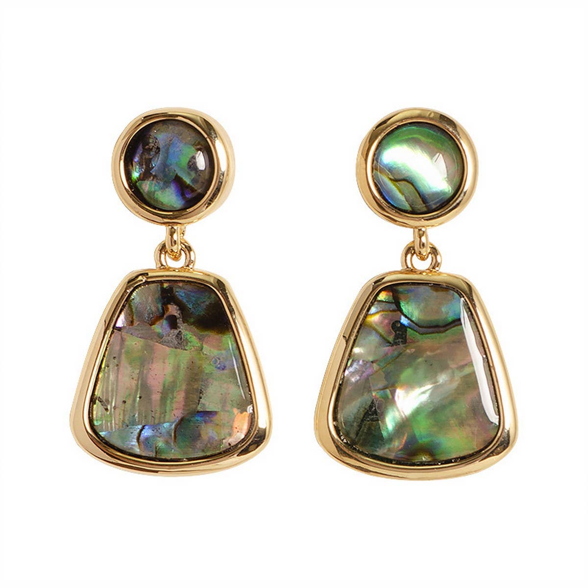 SILVER NEEDLE EARRINGS WITH NATURAL ABALONEPENDANT