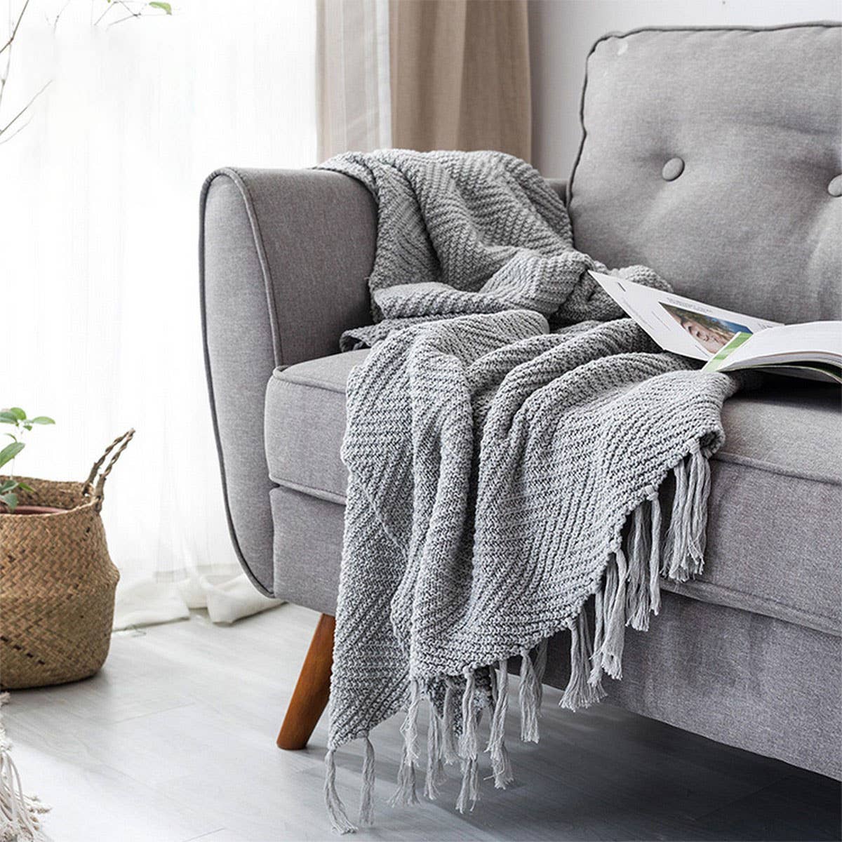 NEW Z-PATTERN SIMPLE COTTON KNITTED THROW BLANKET_CWMM2370