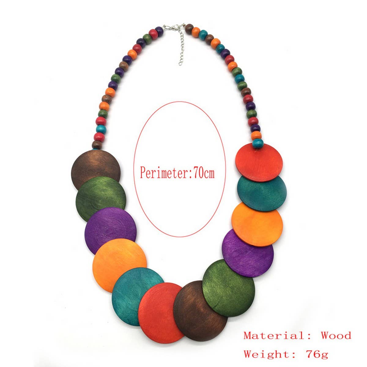 HANDMADE LARGE ROUND WOODEN BEAD LONG NECKLACE