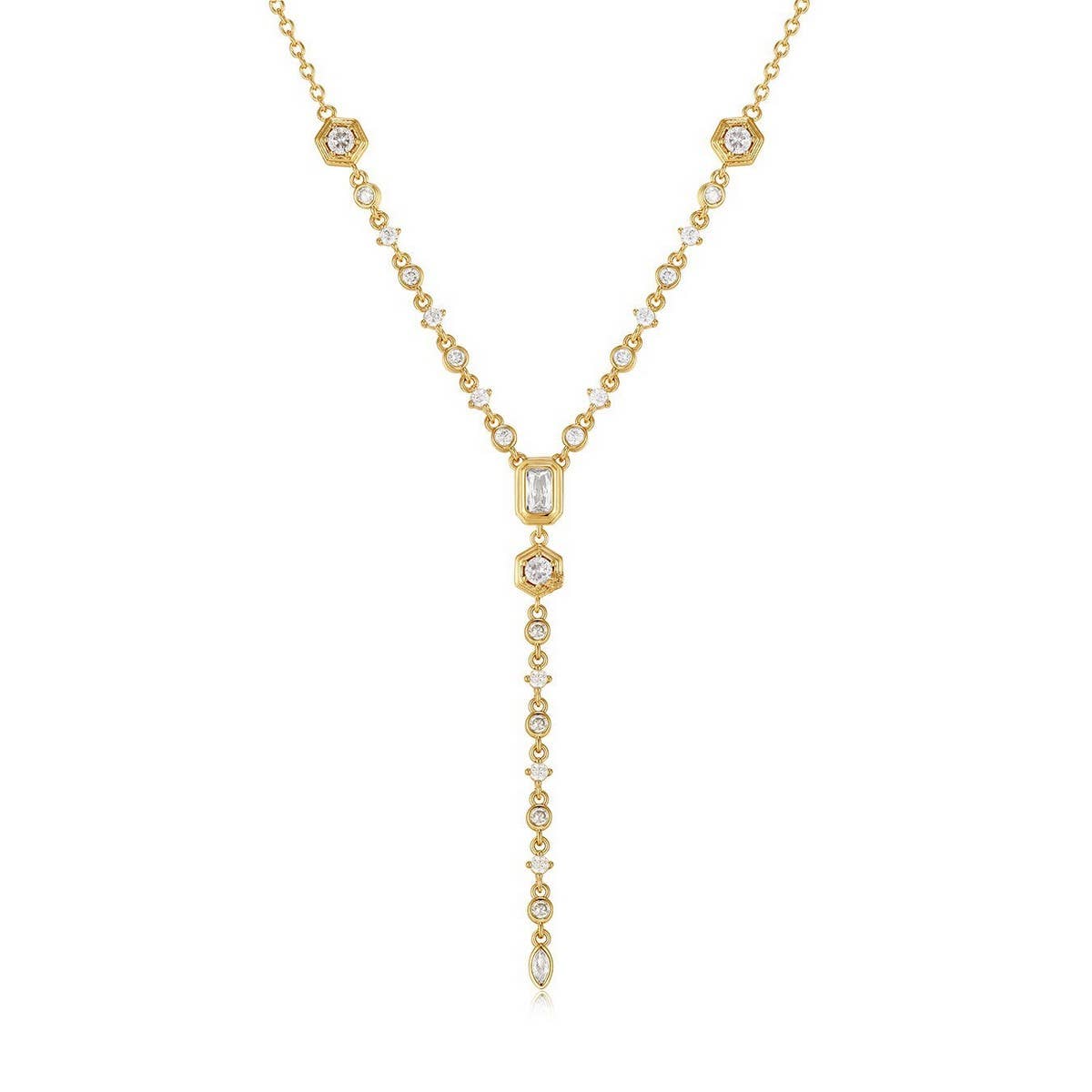 Zirconia Oval Round Pendant Necklace_CWMM5291