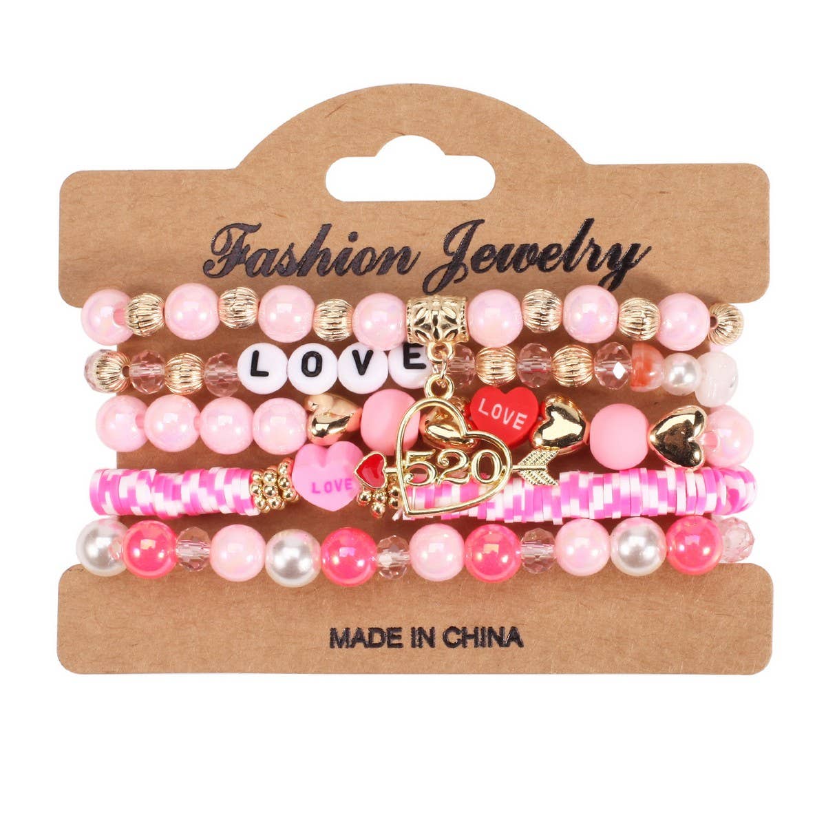 CWAJE05693_VALENTINE HEART CRYSTAL BEADED ELASTIC BRACELET