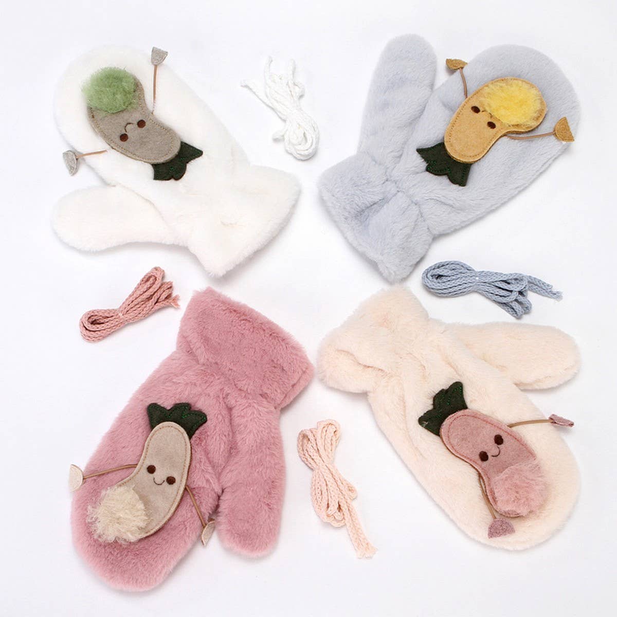 WOMEN'S CARTOON RABBIT FUR FULL FINGER GLOVES_CWAG0265