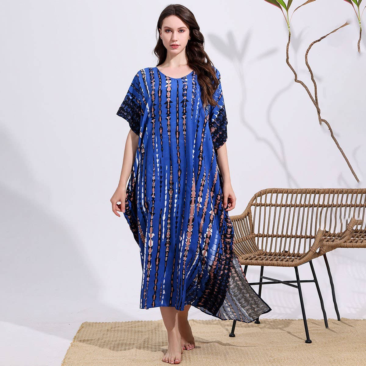 Tie-Dye Cotton Blend Beach Cover-Up Robe