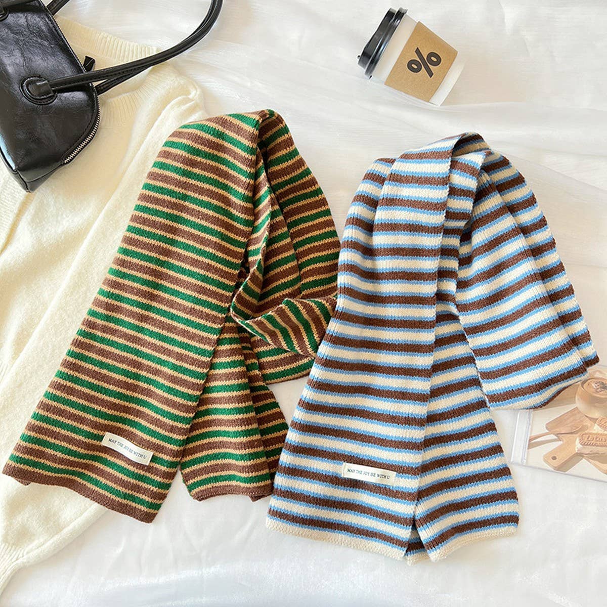 Colorful Stripe Knit Scarf ? Soft Trendy Winter