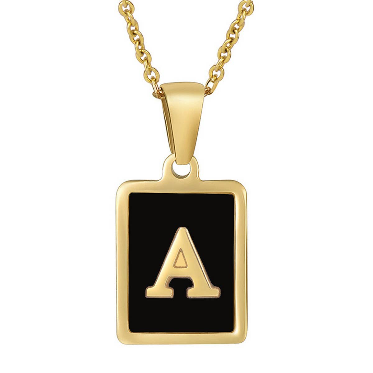 18K STAINLESS STEEL SQUARE 26 LETTER NECKLACE_CWAJE0679