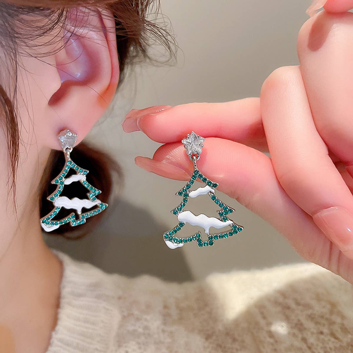 2024 NEW CHRISTMAS TREE DIAMOND EARRINGS_CWAJE2386