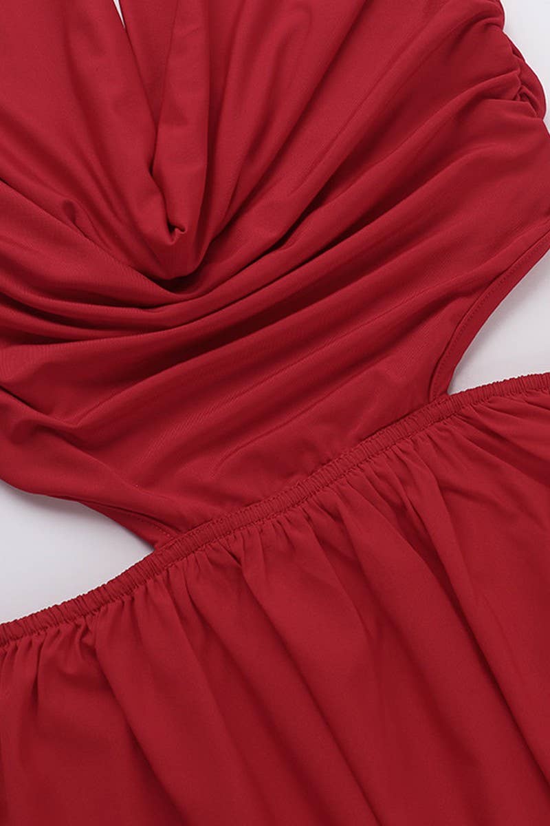 CWDMD5050_SEXY CUT-OUT WAIST REVEAL HALTER MAXI DRESS