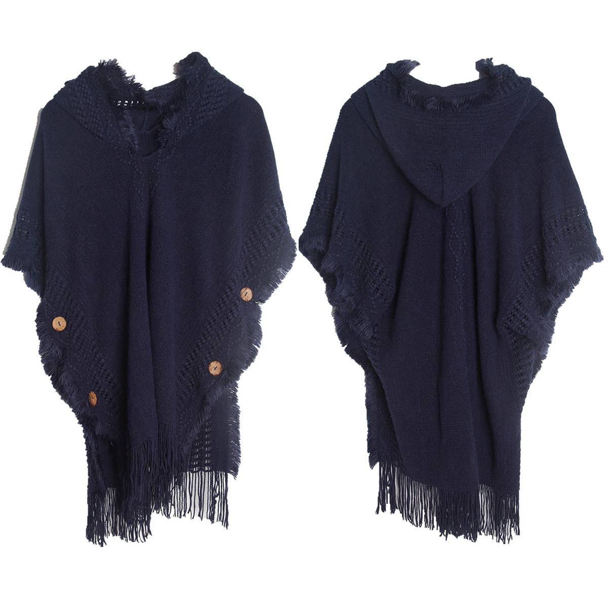 WOMEN PONCHO SWEATER COZY CAPE WITH HOOD