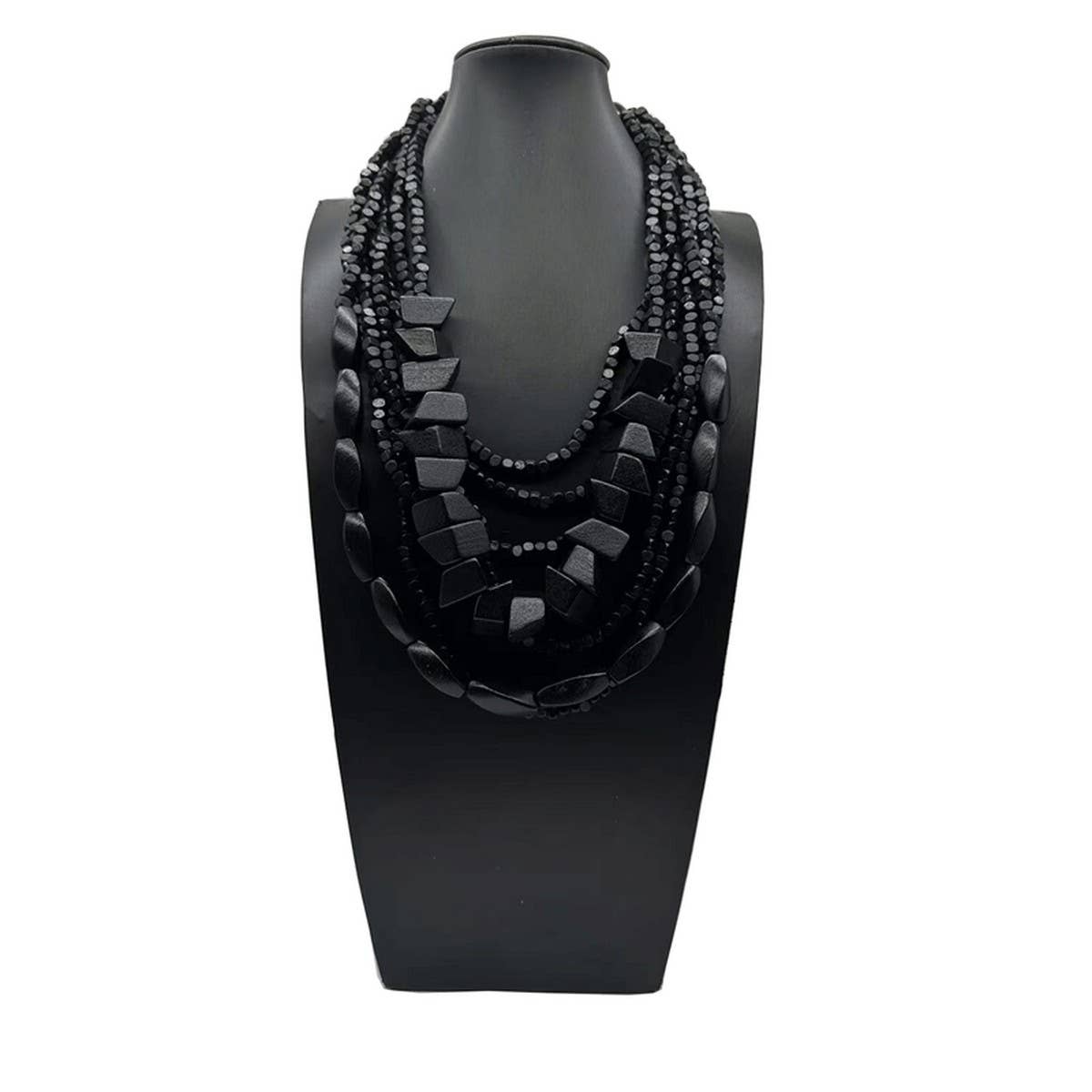 COLORFUL WOODEN MULTI-LAYERED LONG NECKLACE