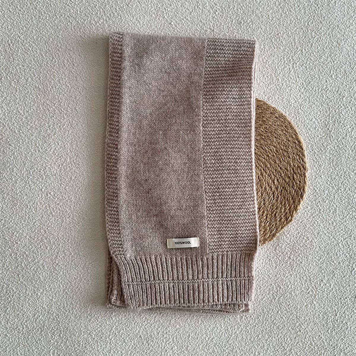 100% Wool Solid Striped Knit Scarf Unisex_CWASC2333