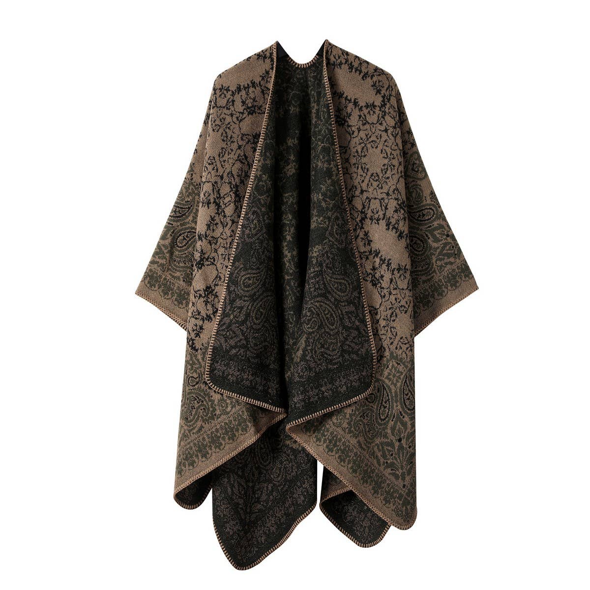CAPE DARK DOUBLE-SIDED WARM OUTER WEAR THICK SHAWL_CWASC2118