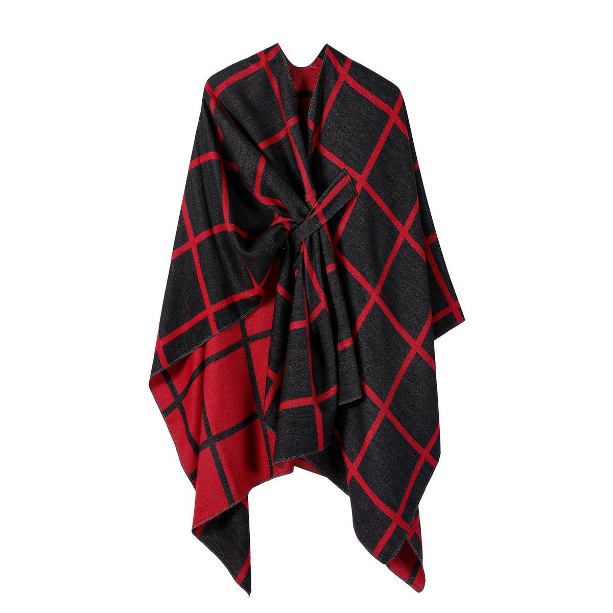 SOLID COLOR FASHIONABLE KNITTED SHAWL CAPE_CWASC2129
