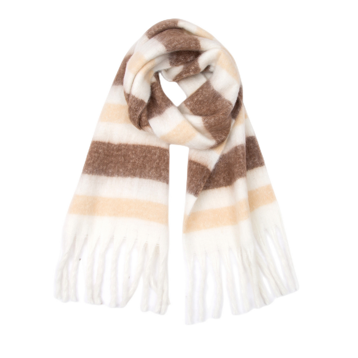 PLAID PATTERN FRINGE TRIM WINTER SCARF_CWASC2691