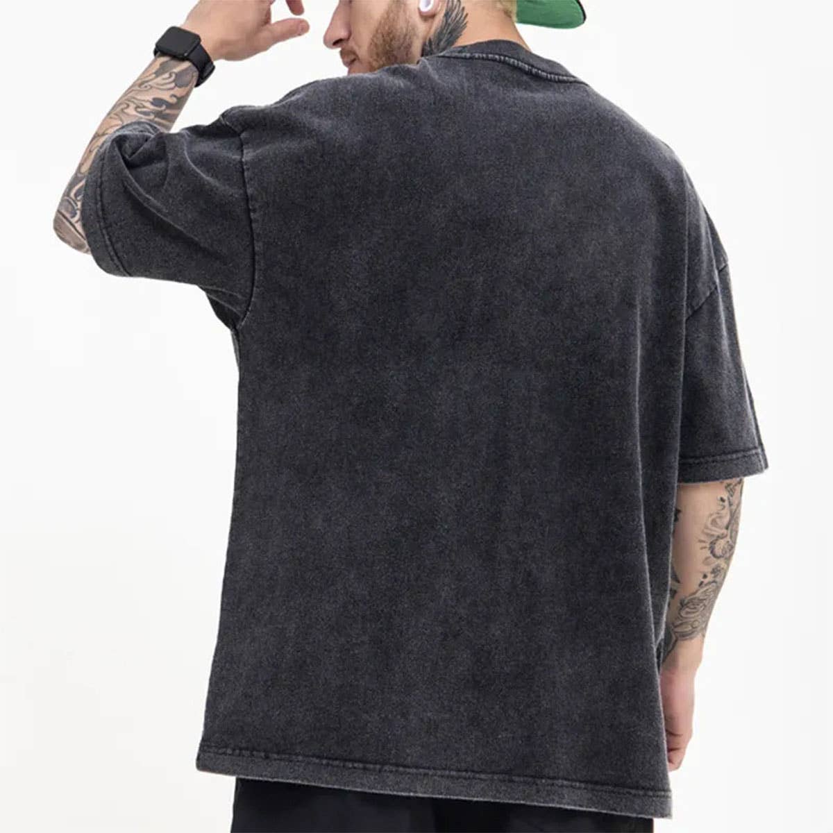 250g Vintage Washed Wax-Dyed Cotton T-Shirt – Custom Logo