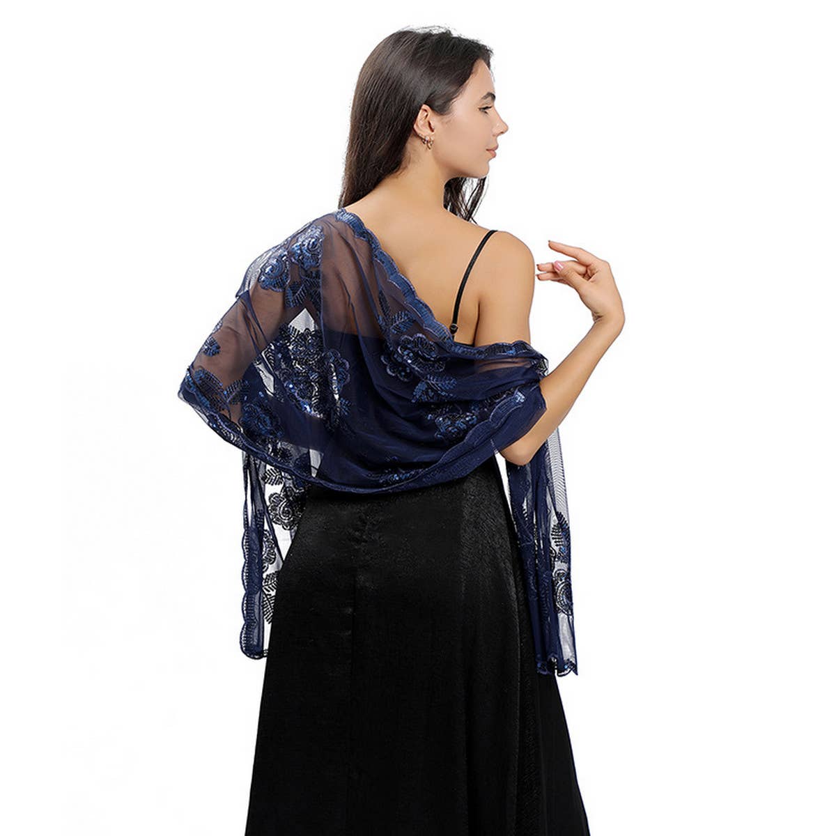 NEW ARRIVAL FLOWER SEQUIN EMBROIDERED SHAWL