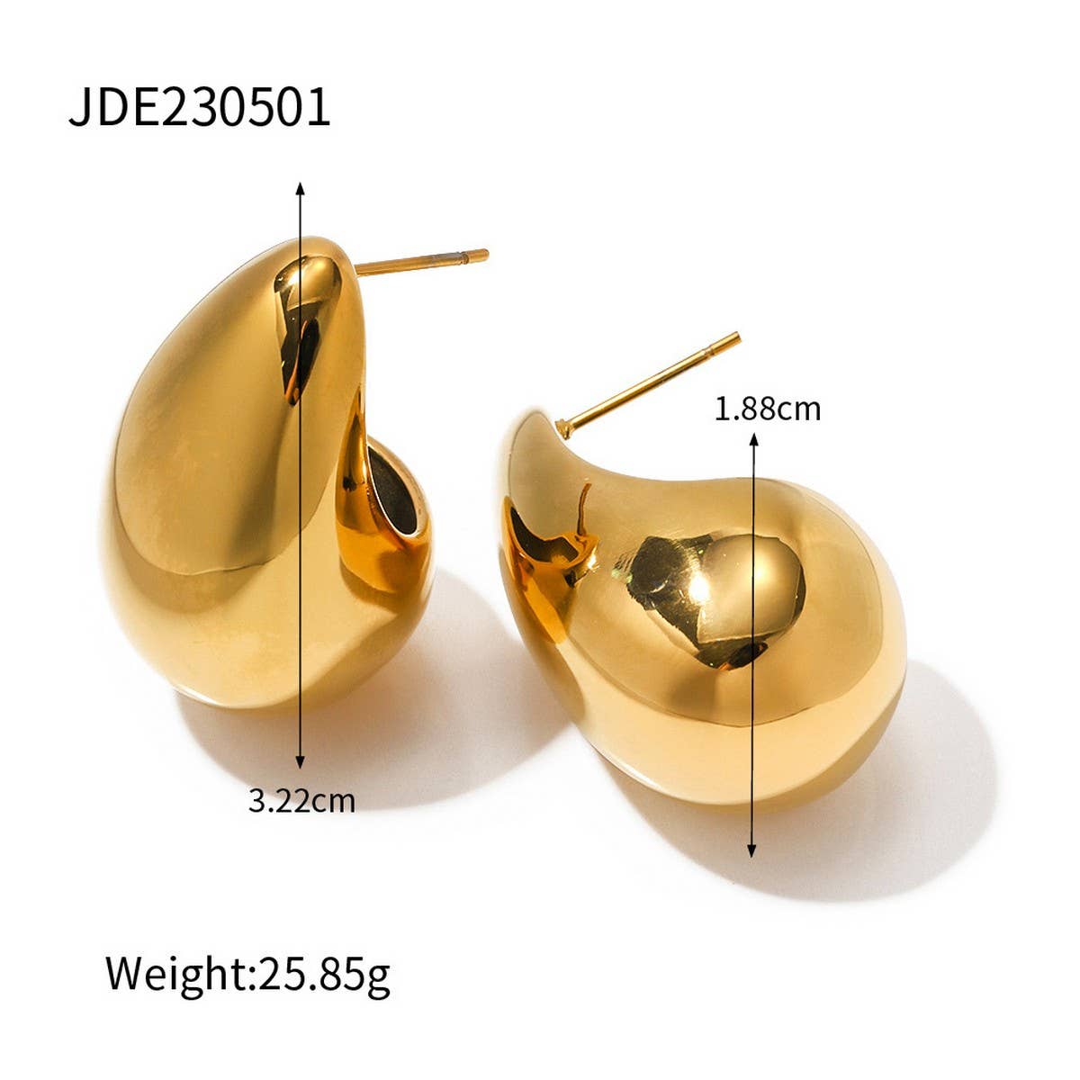FASHION GLOSSY TEXTURED WATER DROP EARRINGS_CWASC1657